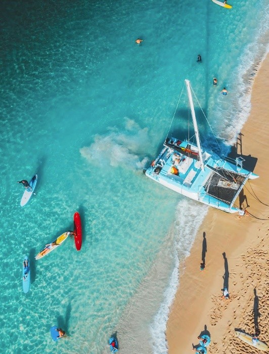 Guests enjoying an ocean experience with Azure Horizon Tours in Fajardo, Puerto Rico.
