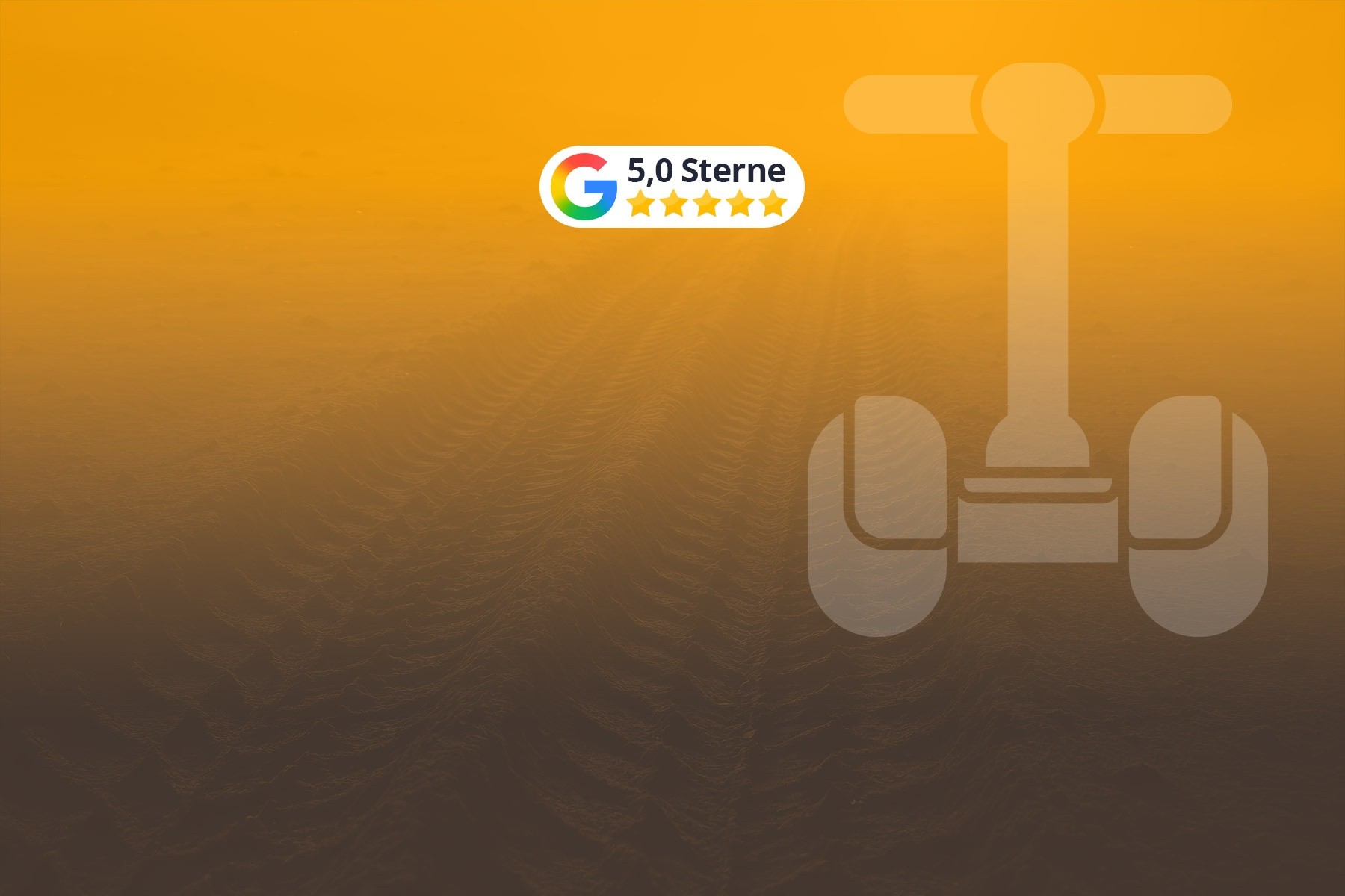 Yellow gradient background with Google 5-star rating logo.