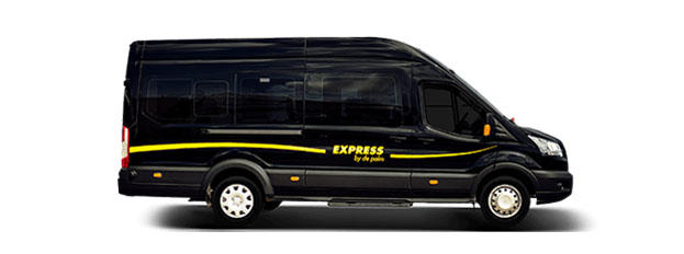 Black delivery van with yellow stripe and 'EXPRESS' text on side.