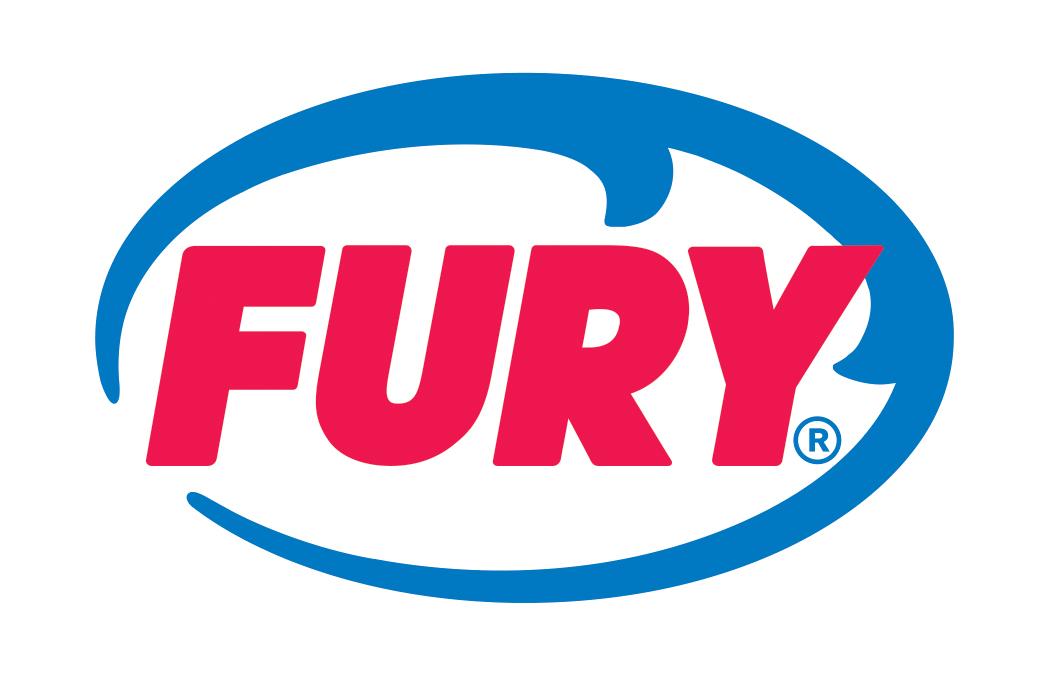 Logo with the word 'FURY' in red inside a blue oval.