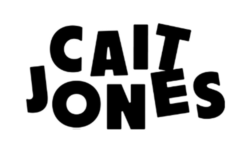 Stylized black text reading 'CAIT JONES' on a white background.