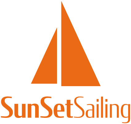 Orange sailboat logo with text 'SunSetSailing'.